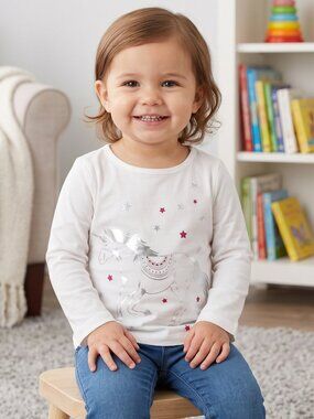 NWT | Carter's Baby Girl Silver Unicorn Star Print Long Sleeve Graphic Tee | 24